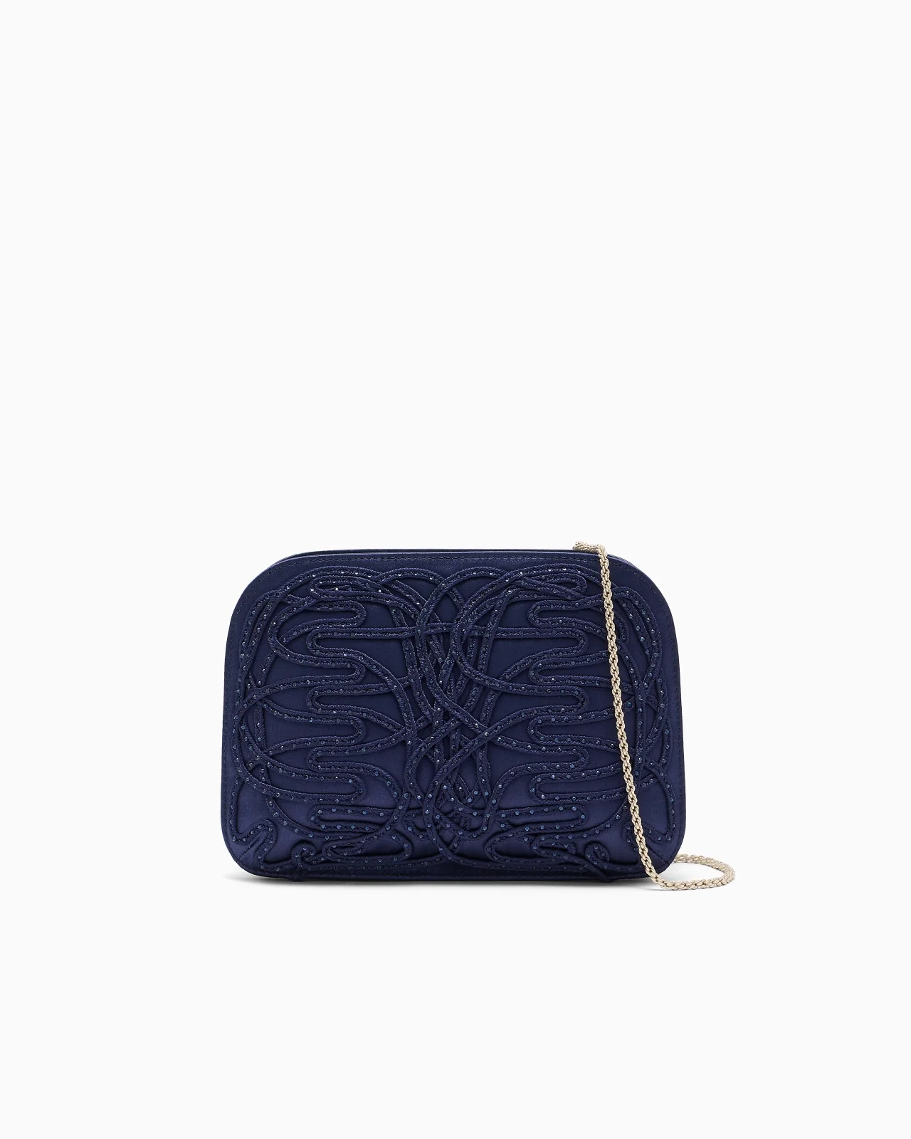 CLUTCH LA PRIMA IN SATIN WITH SOUTAGE AND RHINESTONES - 1