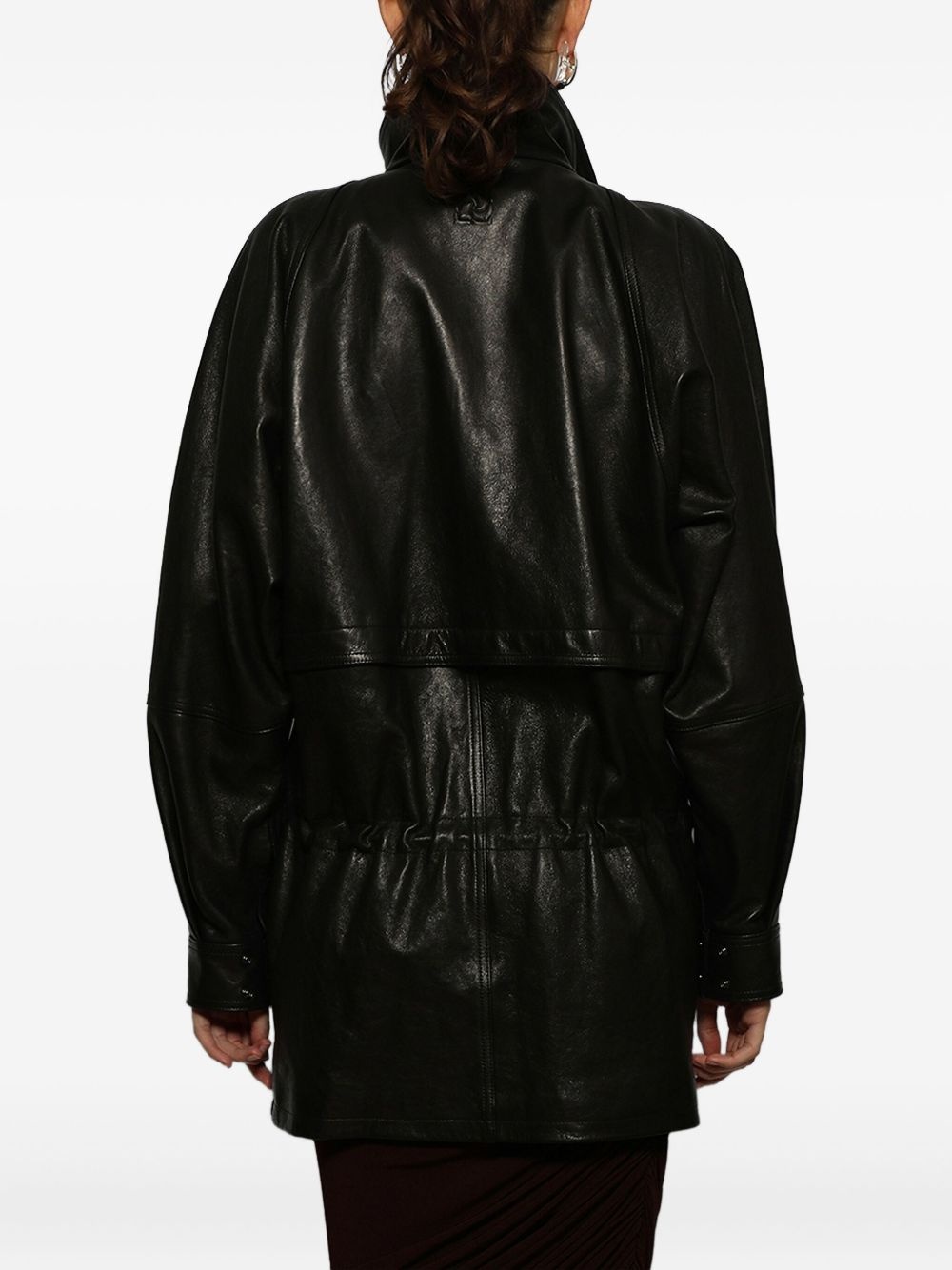 double-breasted leather jacket - 4