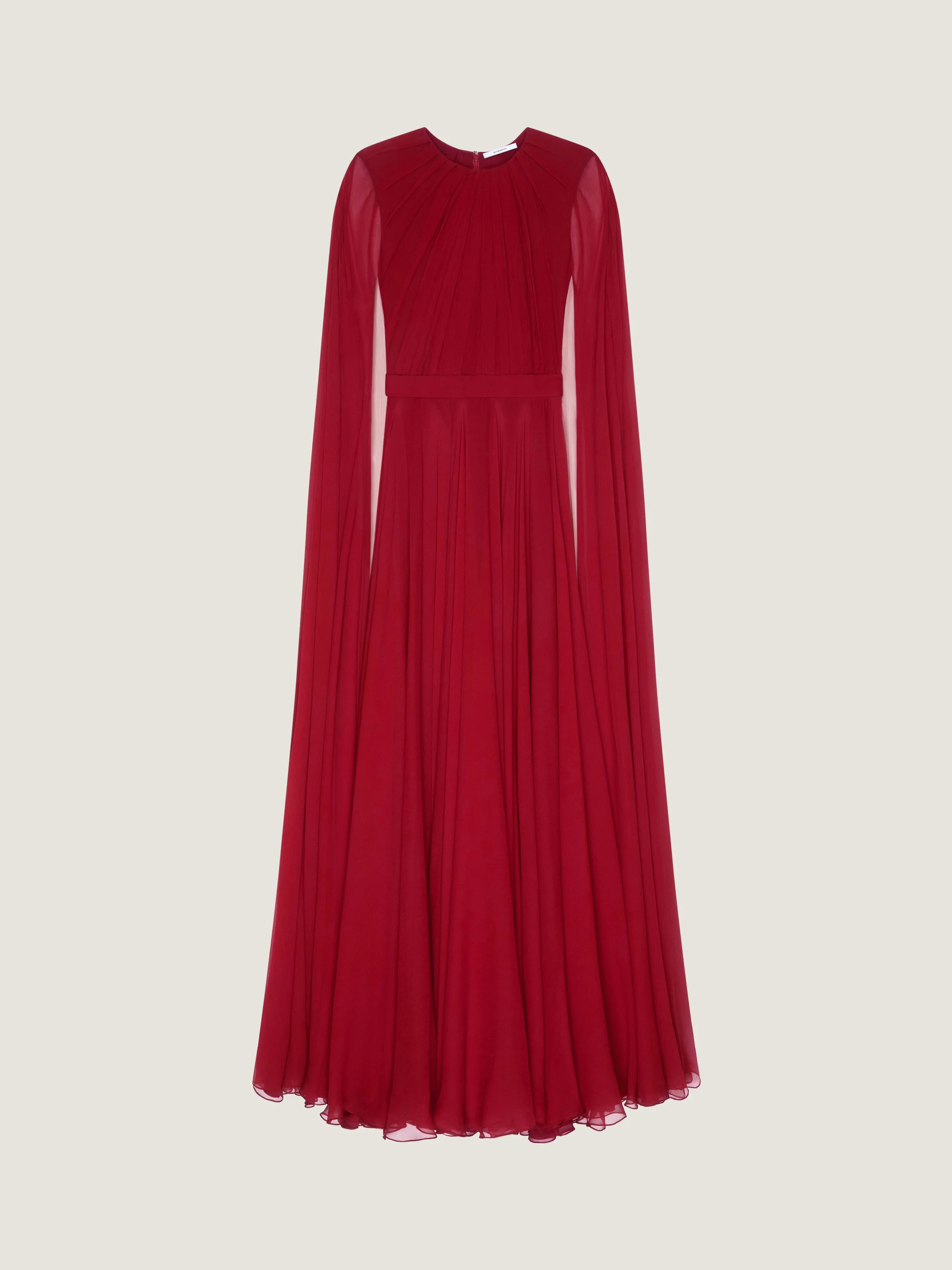 EVENING DRESS IN SILK CREPON WITH CAPE - 1