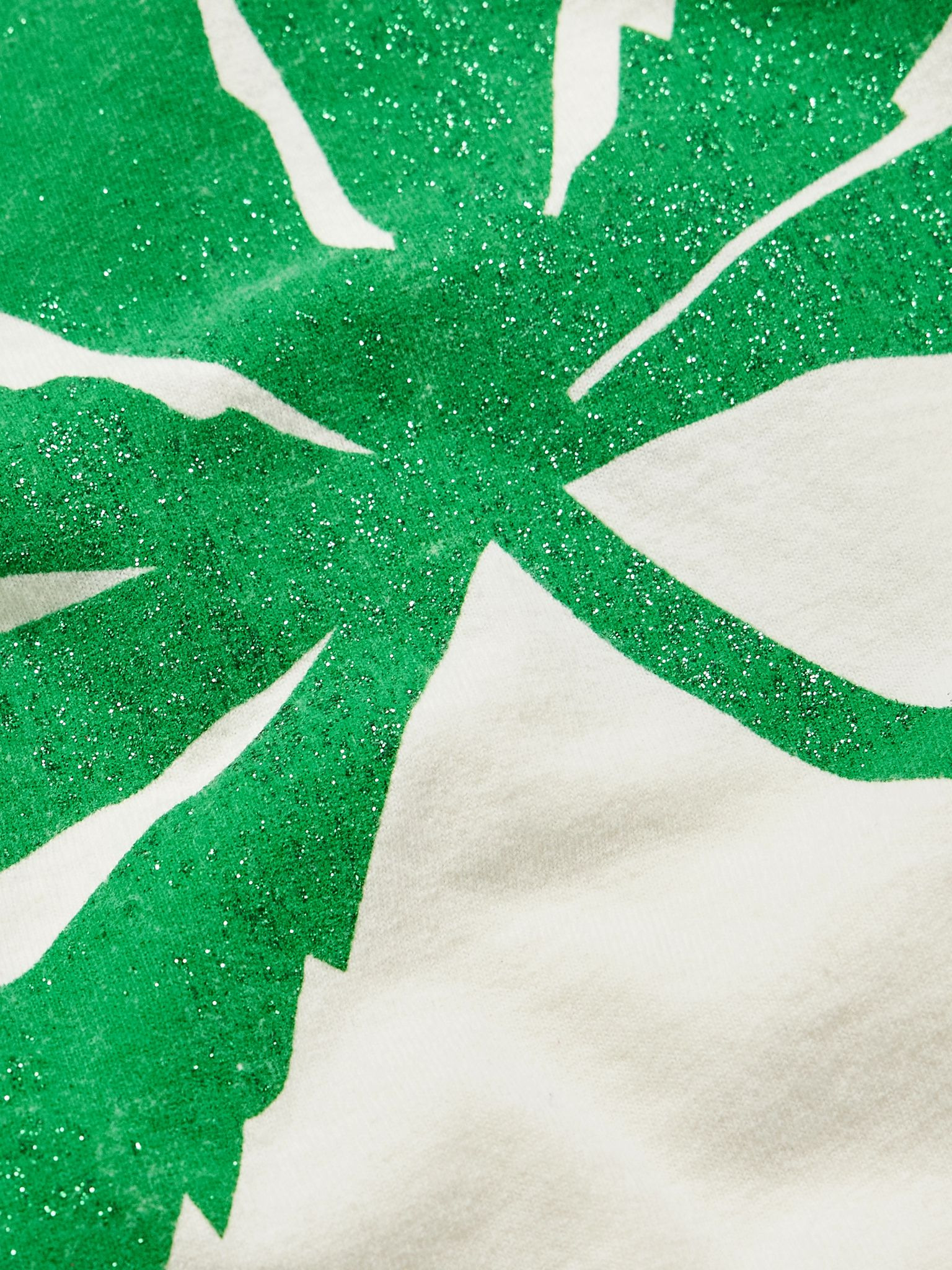 Weed Glittered Cotton-Jersey T-Shirt Green - 4
