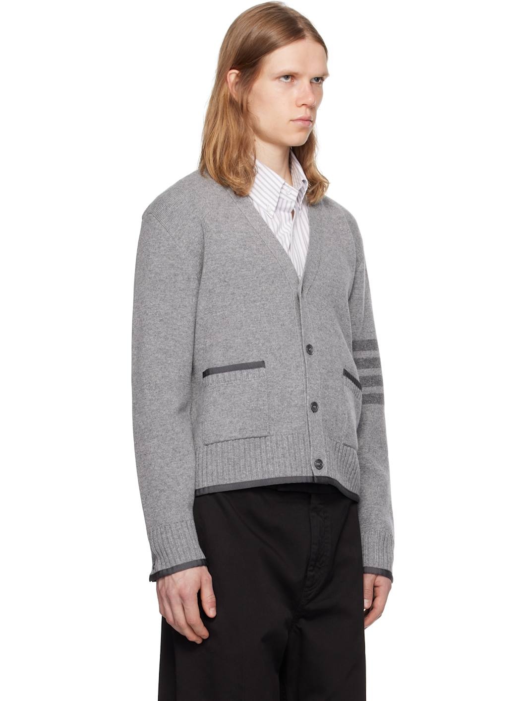 Gray Milano Stitch V Neck Cardigan - 2