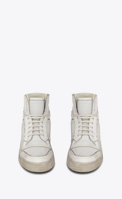 SAINT LAURENT sl24 mid-top sneakers in used-look perforated leather outlook