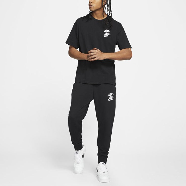 Nike Sportswear Around the world Subject Embroidered Logo ribbed Round Neck Short Sleeve Black DR121 - 3