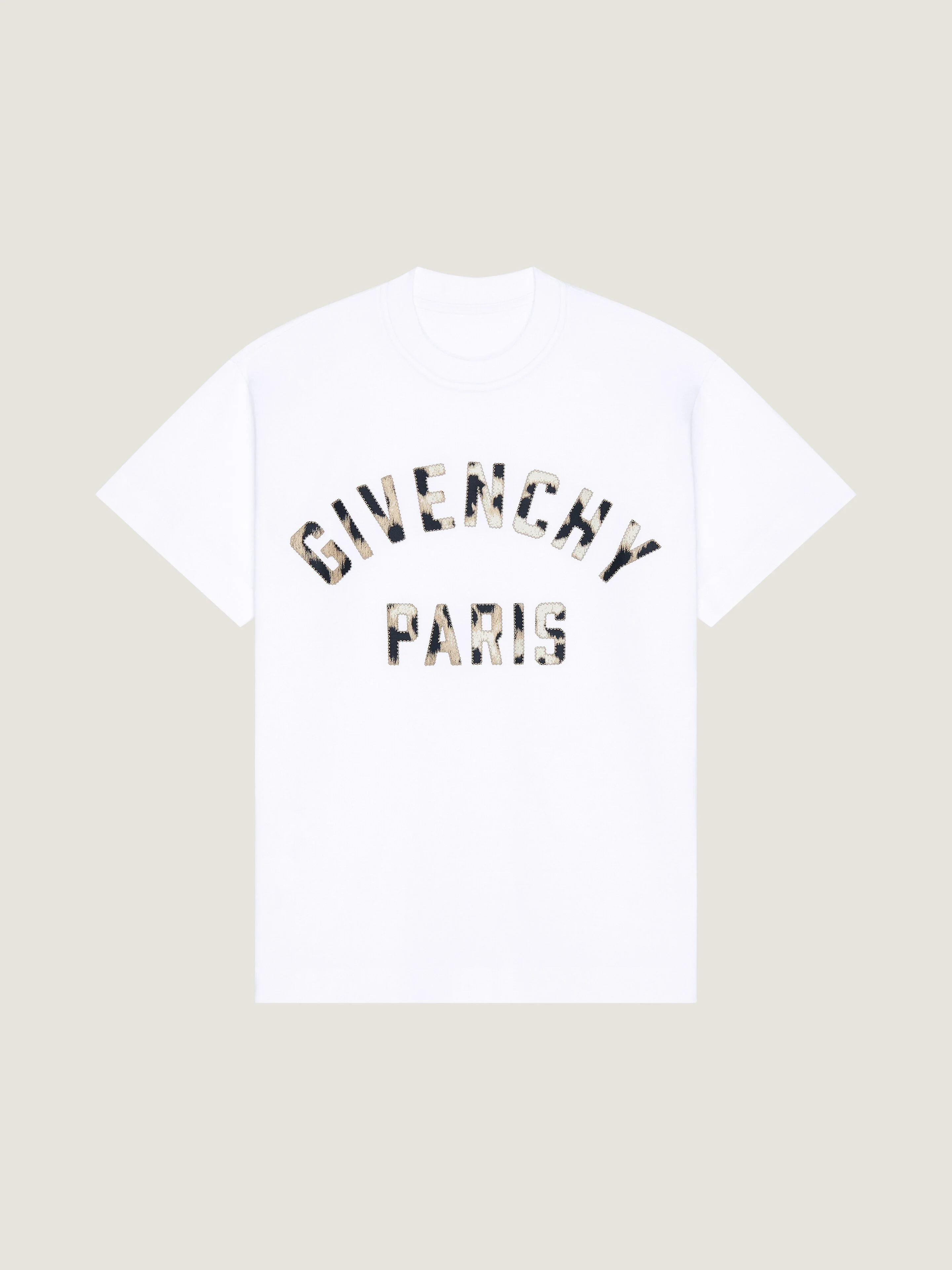 T-SHIRT IN COTTON WITH GIVENCHY PARIS EMBROIDERY - 1