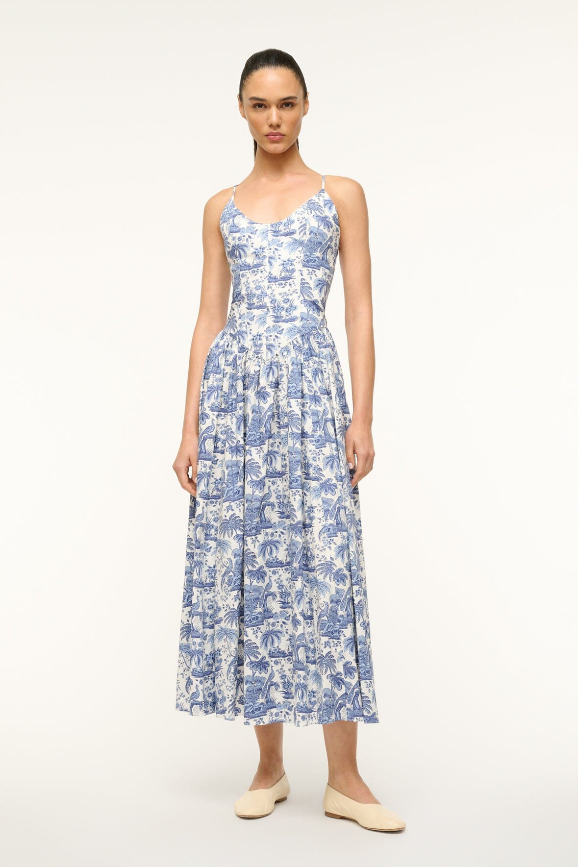 STAUD DENA DRESS BLUE TOILE - 2