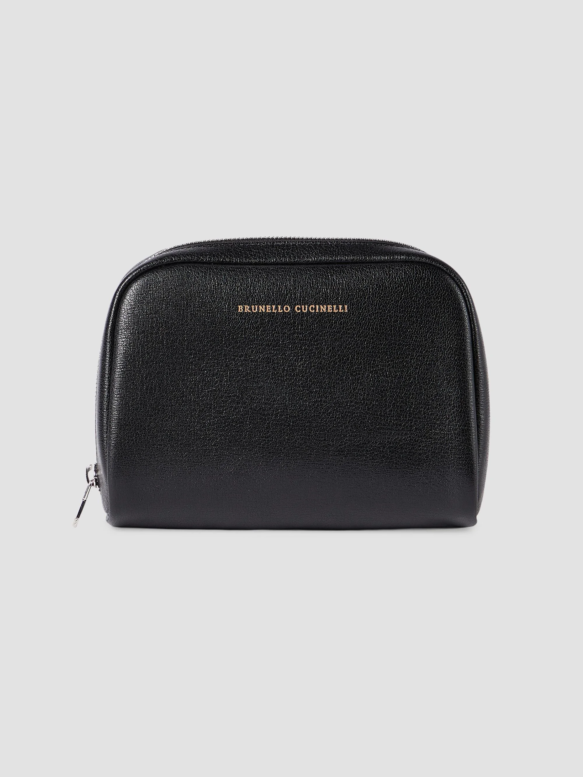 Brushed Leather Slim Beauty Case - Black - 1
