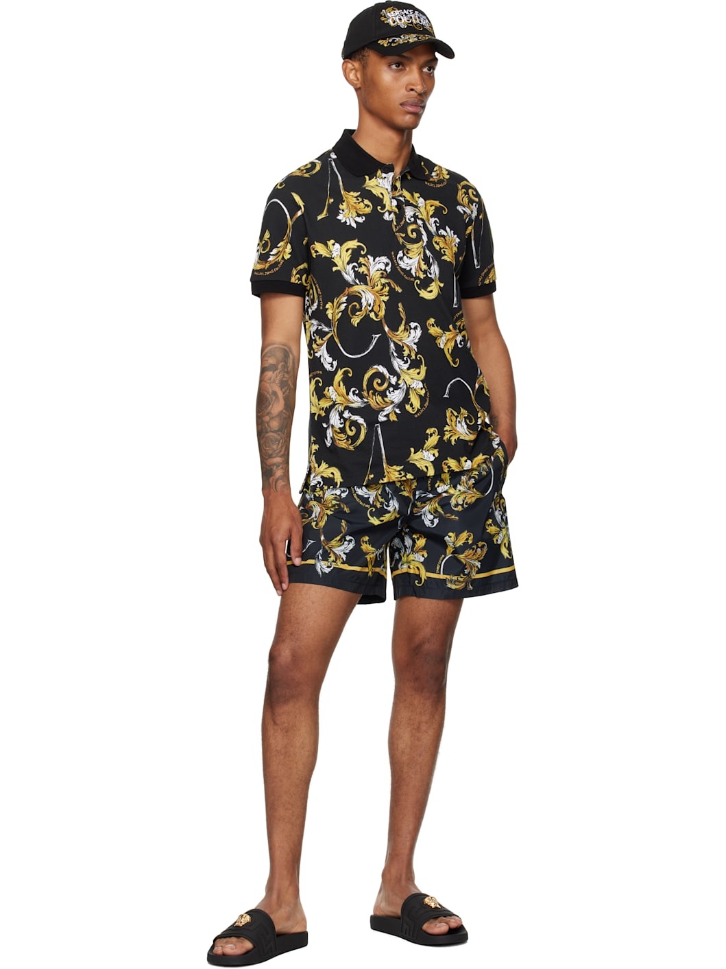 Black & Gold Outline Barocco Polo - 4