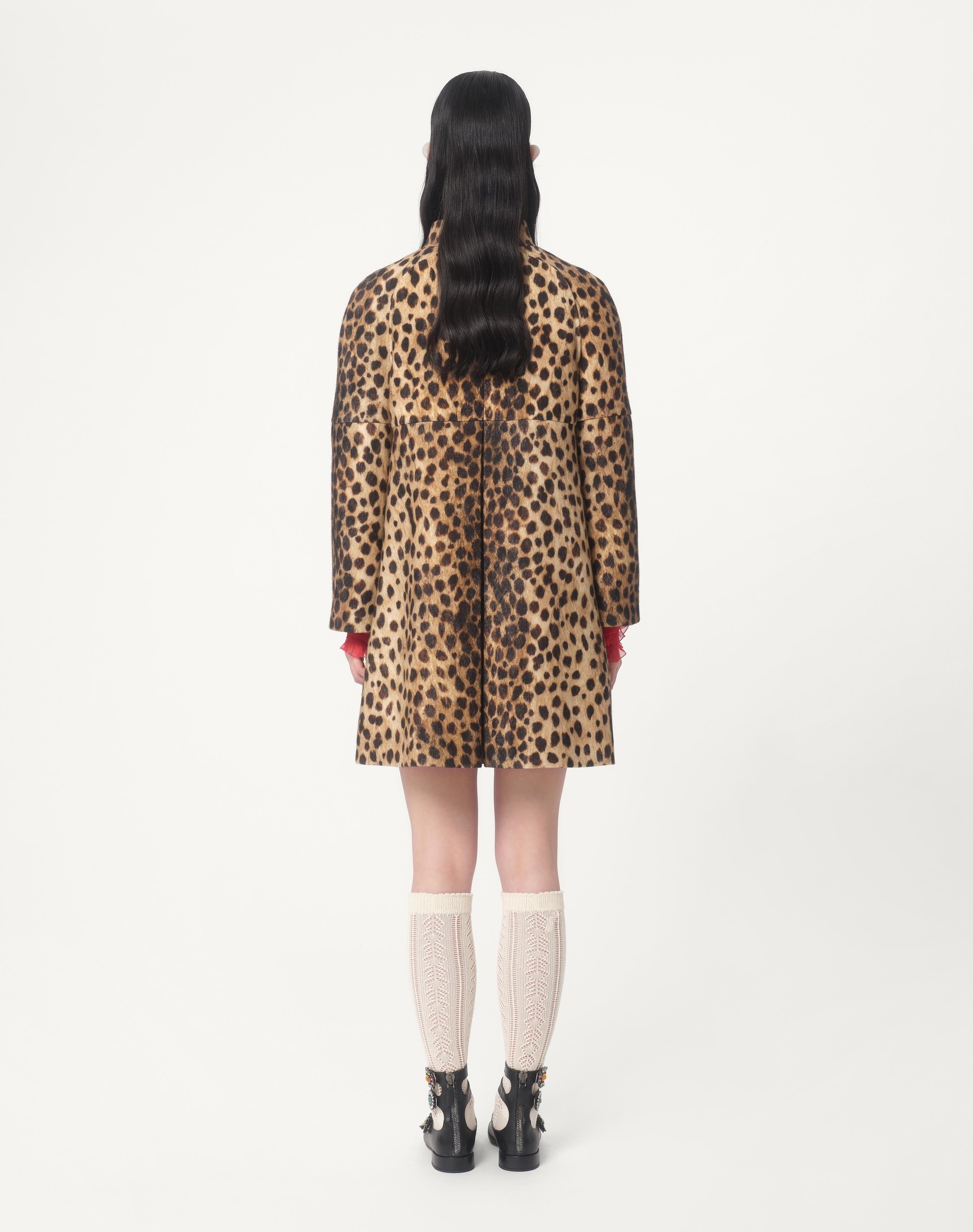 JAGUAR SPOTS PRINTED WOOL CLOTH COAT - 8