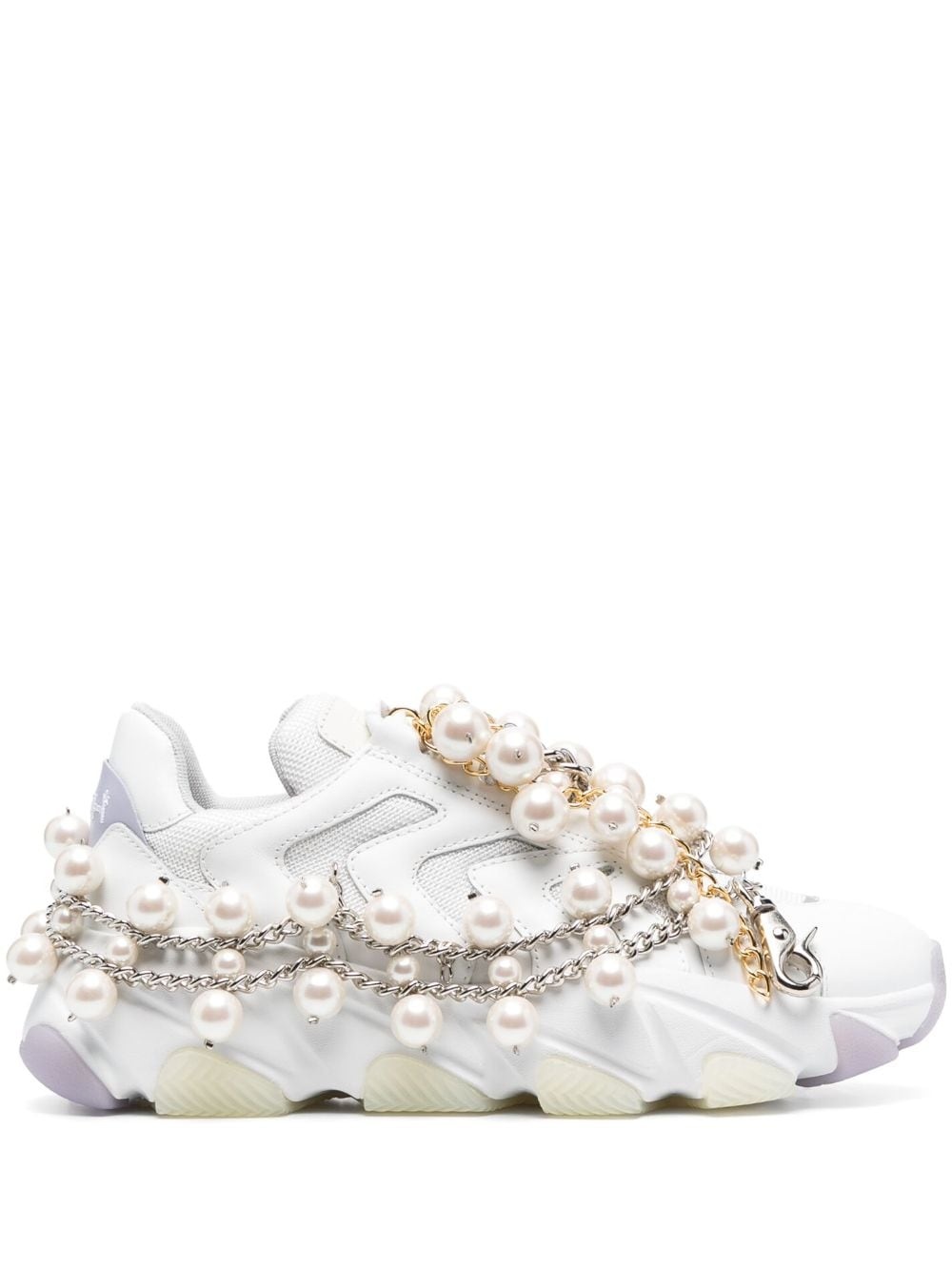 x Comme des Garcon pearled leather sneakers - 1