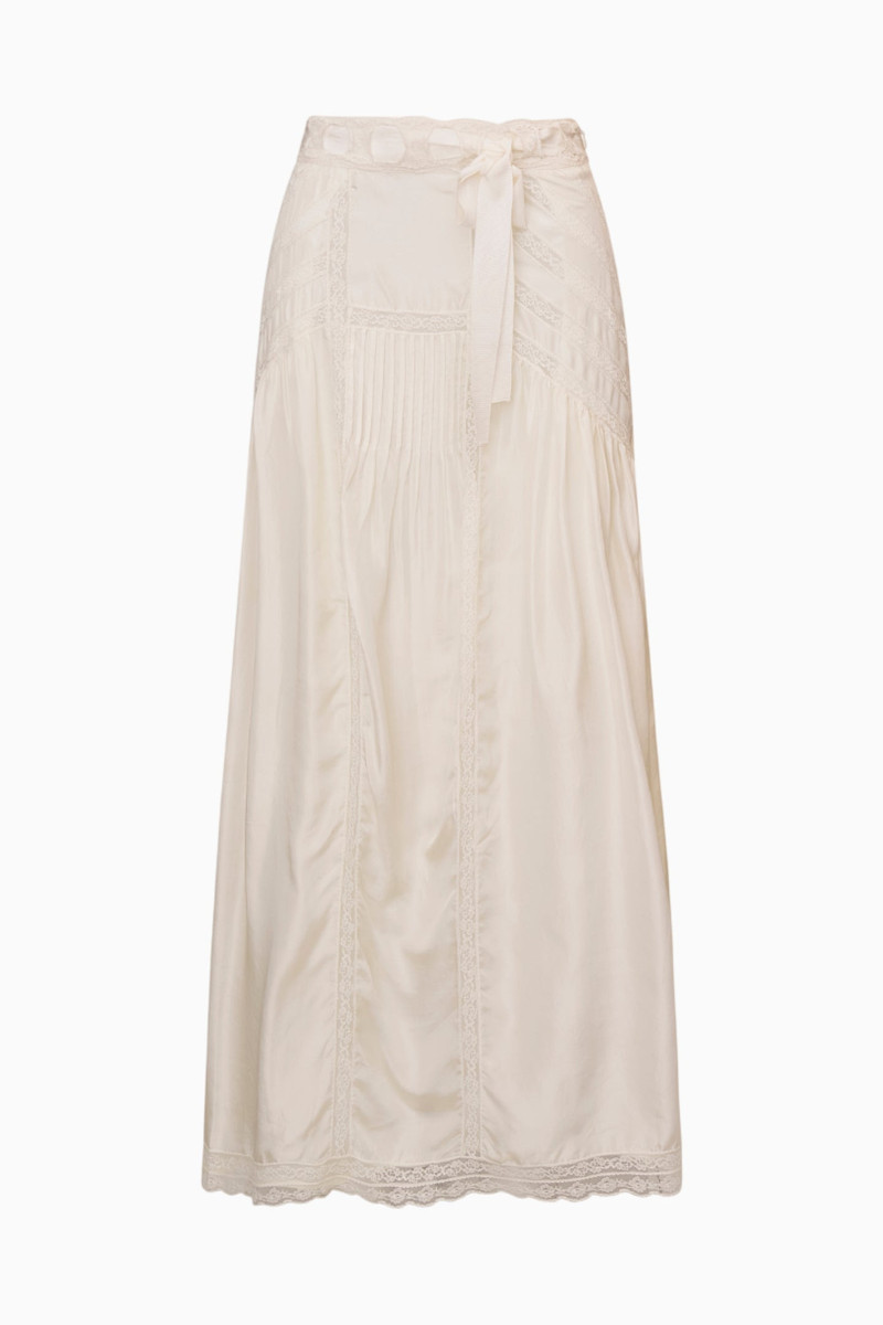 Beloria Silk Lace-Detailed Maxi Skirt 1
