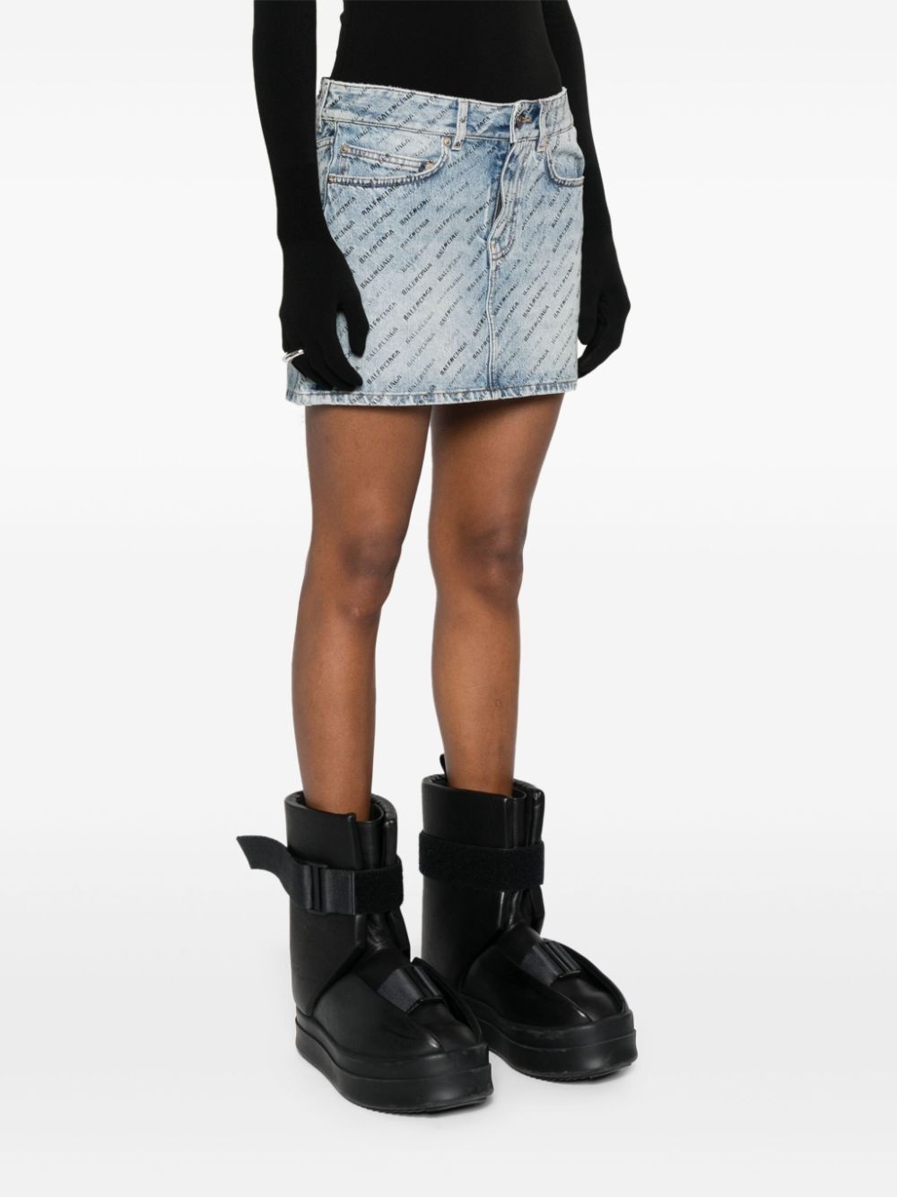 logo-print denim miniskirt - 3