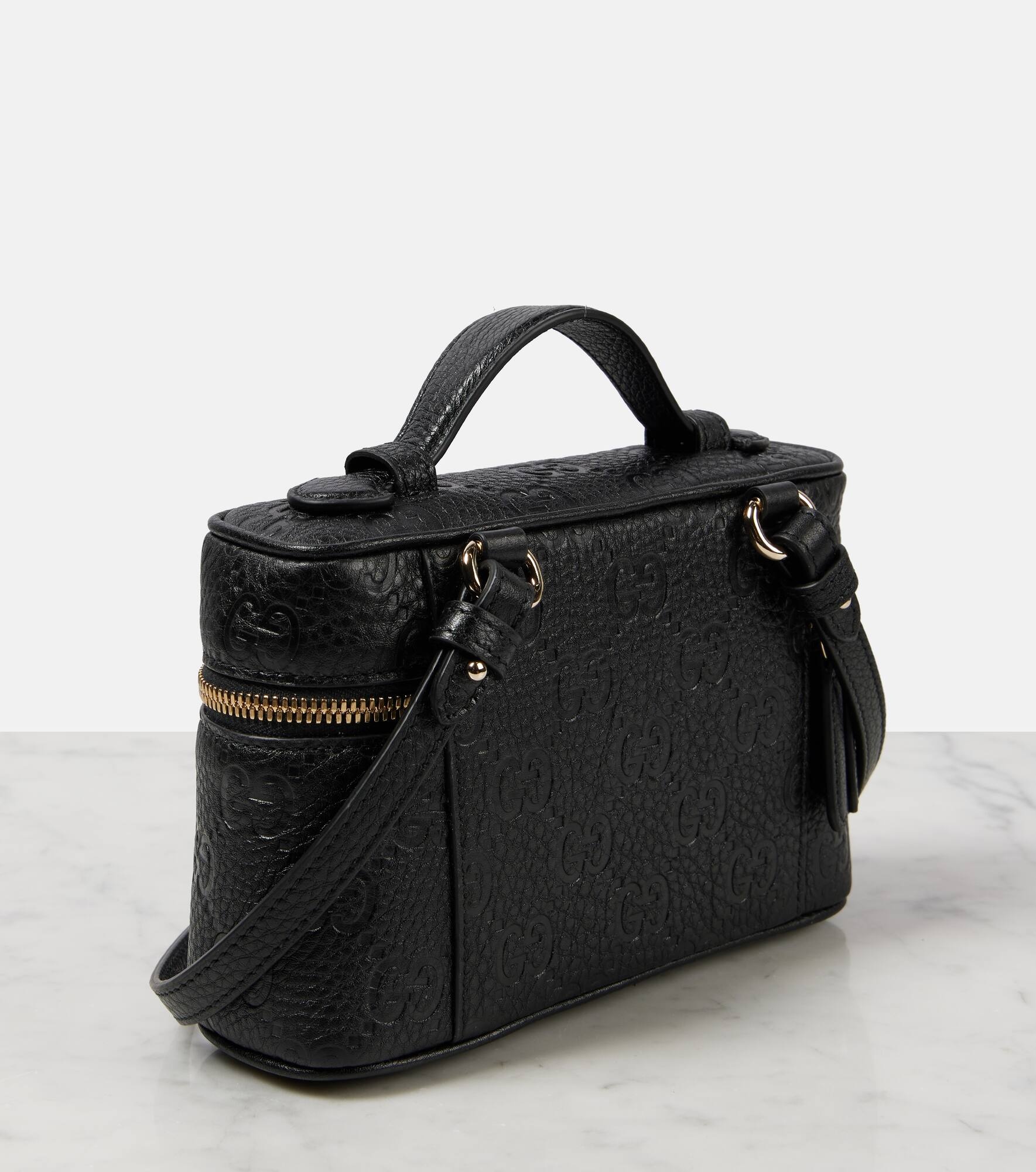 GG Super Mini debossed leather tote bag - 4