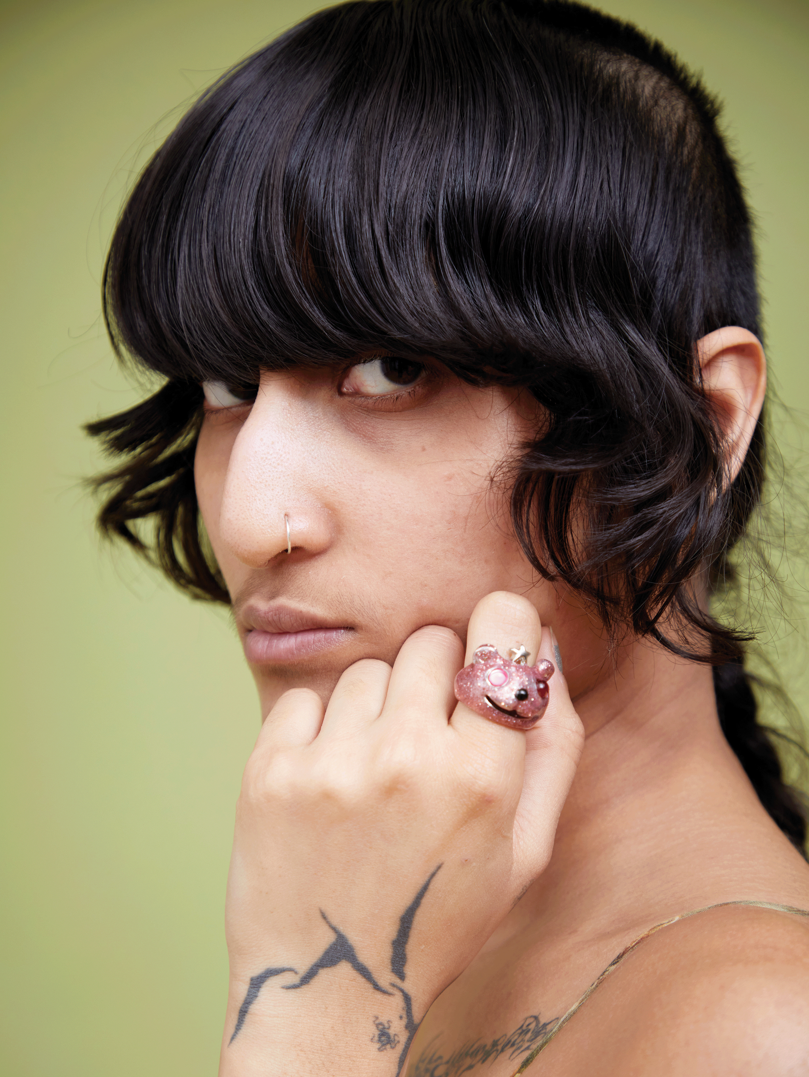 PINK GLITTER PRINCESS BEAR RING - 2