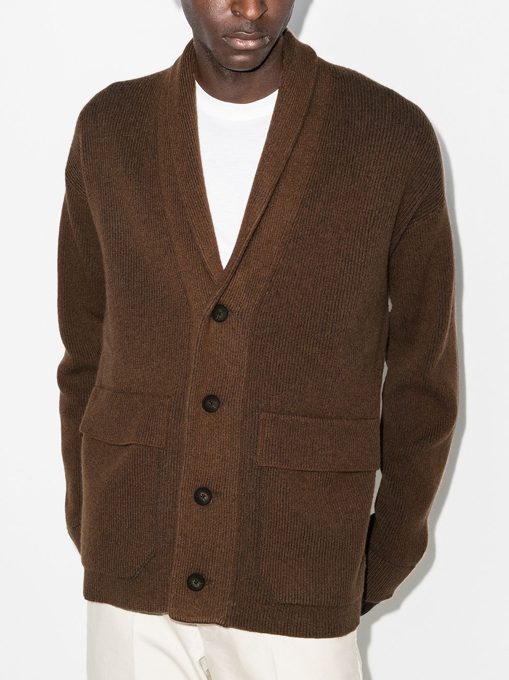 shawl-collar wool cardigan - 2