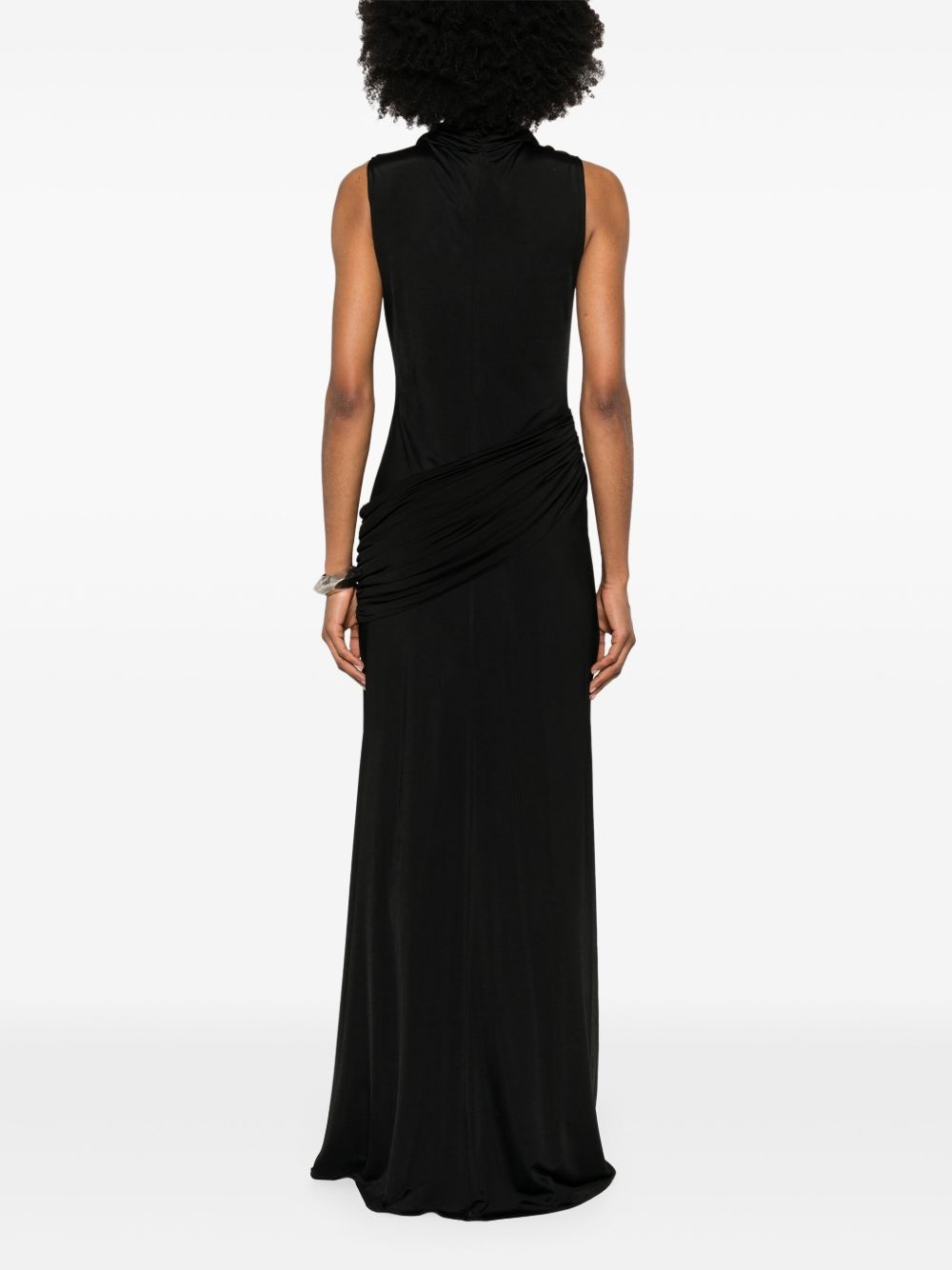 plunge-neck sleeveless maxi dress - 4