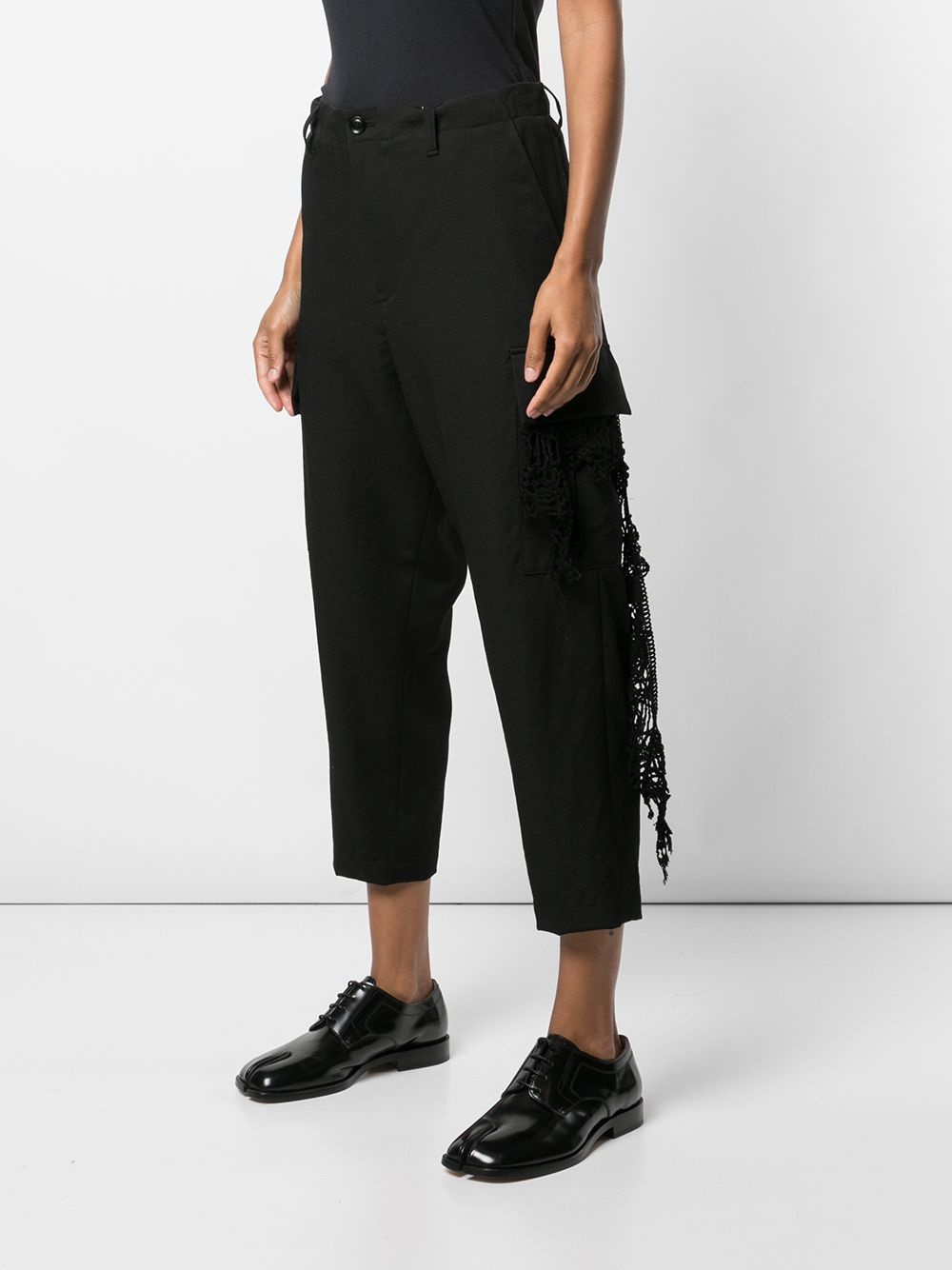 lace-trim cropped leg trousers - 3