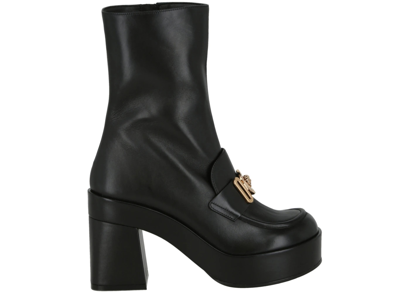 Versace Medusa Chain Booties Black Leather (Women's) - 1