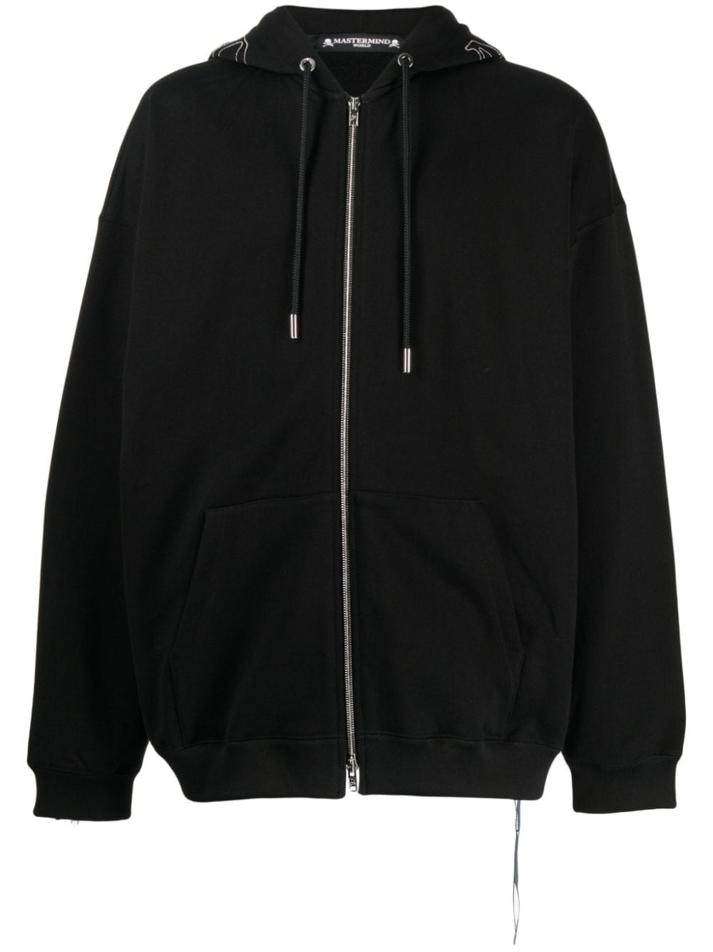 embroidered-logo zip-up cotton hoodie - 1