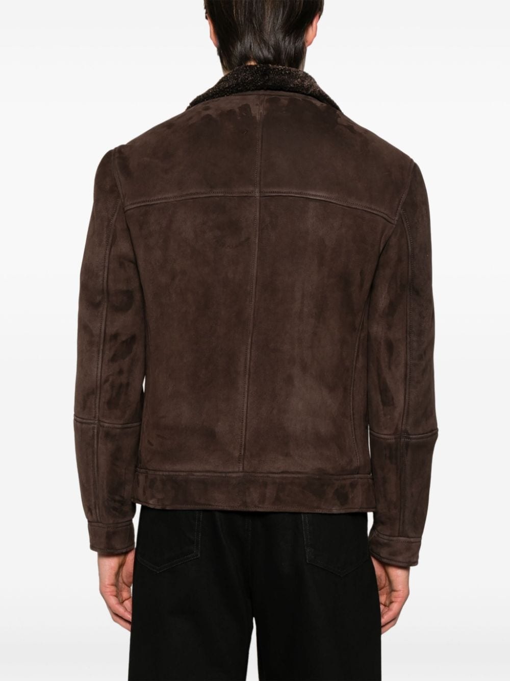 double-breasted shearling jacket - 4