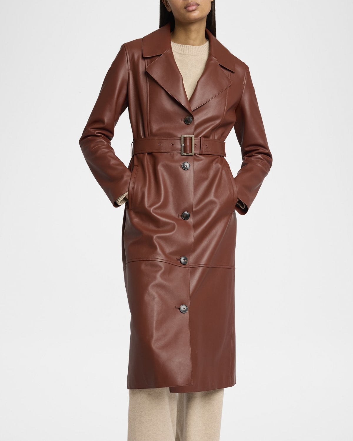 Yves Salomon Leather Trench Coat neimanmarcus REVERSIBLE