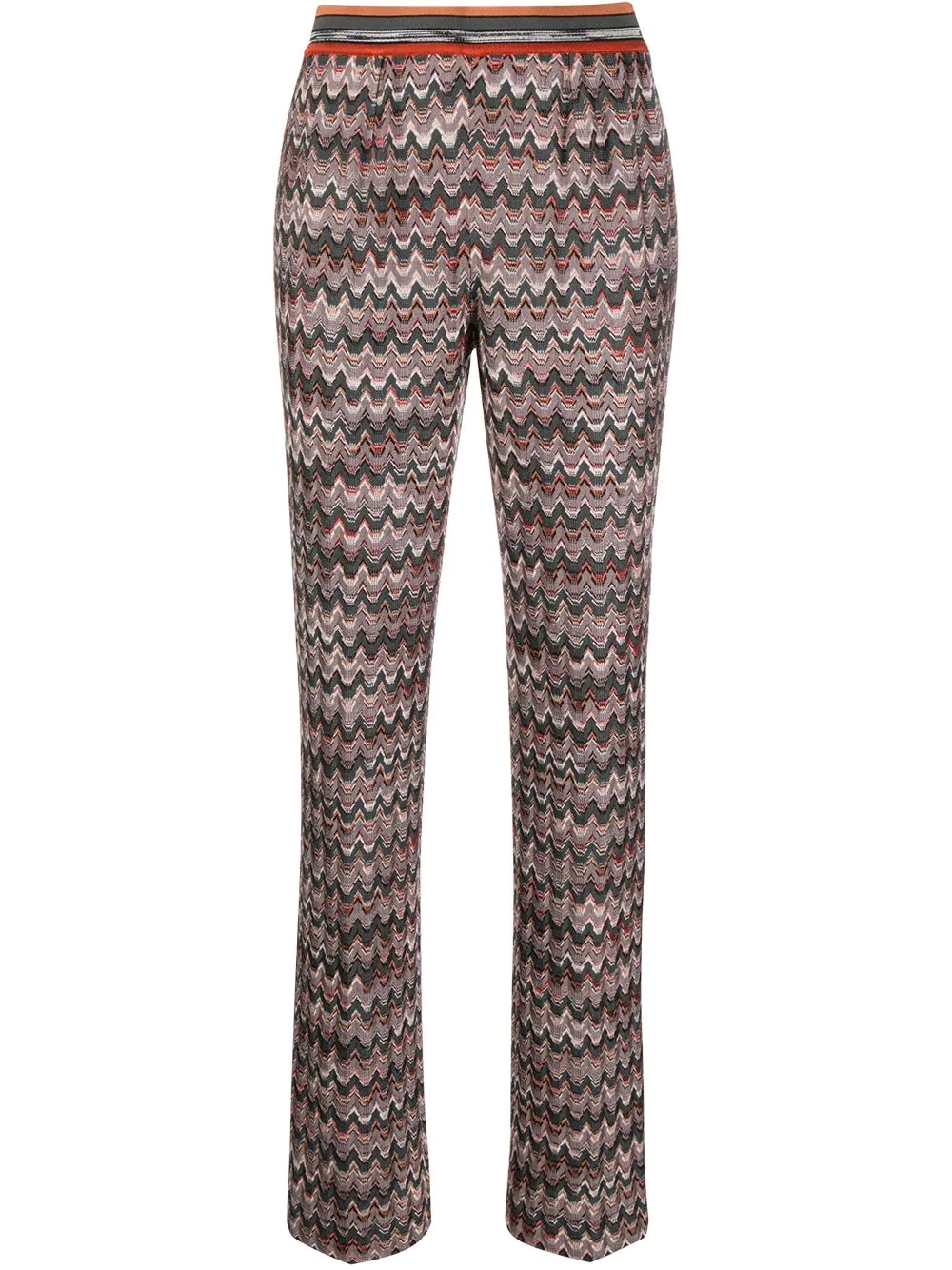 zig-zag knit straight leg trousers - 1