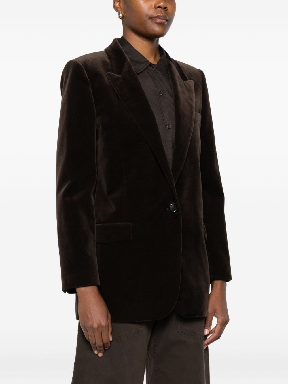 velvet single-breasted blazer - 3