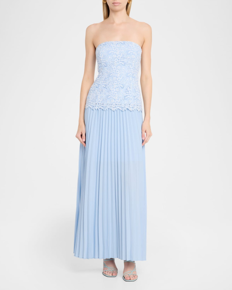 GENERATION LOVE Cody Pleated Lace Strapless Dress outlook