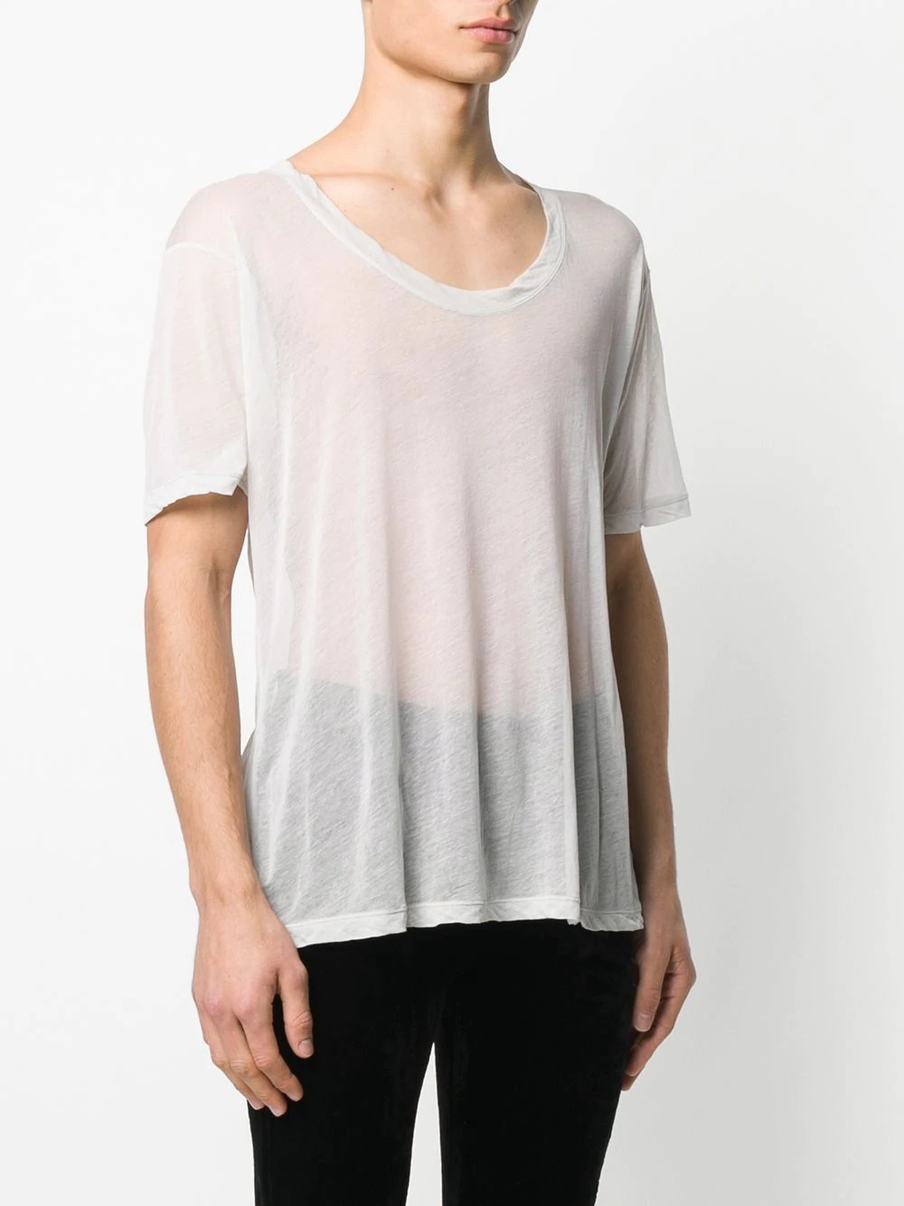 round neck sheer T-shirt - 3