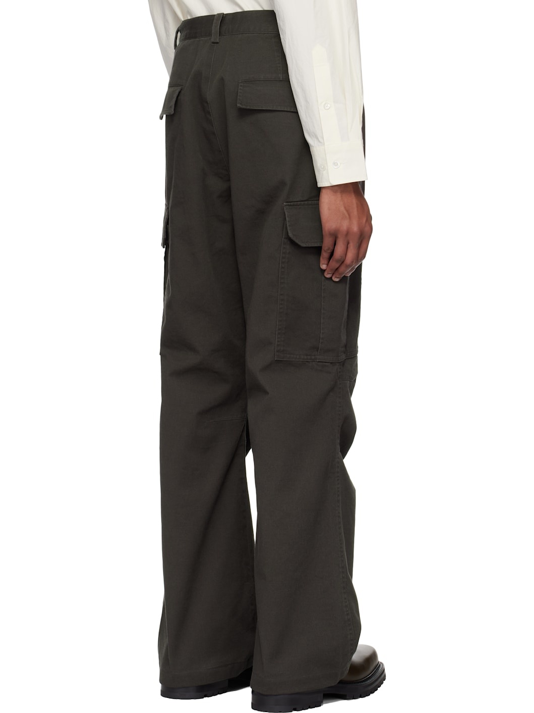 Black Loose Flared Cargo Pants - 3