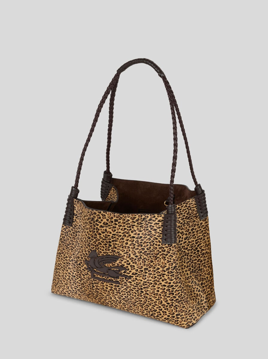 SMALL LIBRA TOTE BAG IN LEATHER WITH ANIMAL PRINT - 5