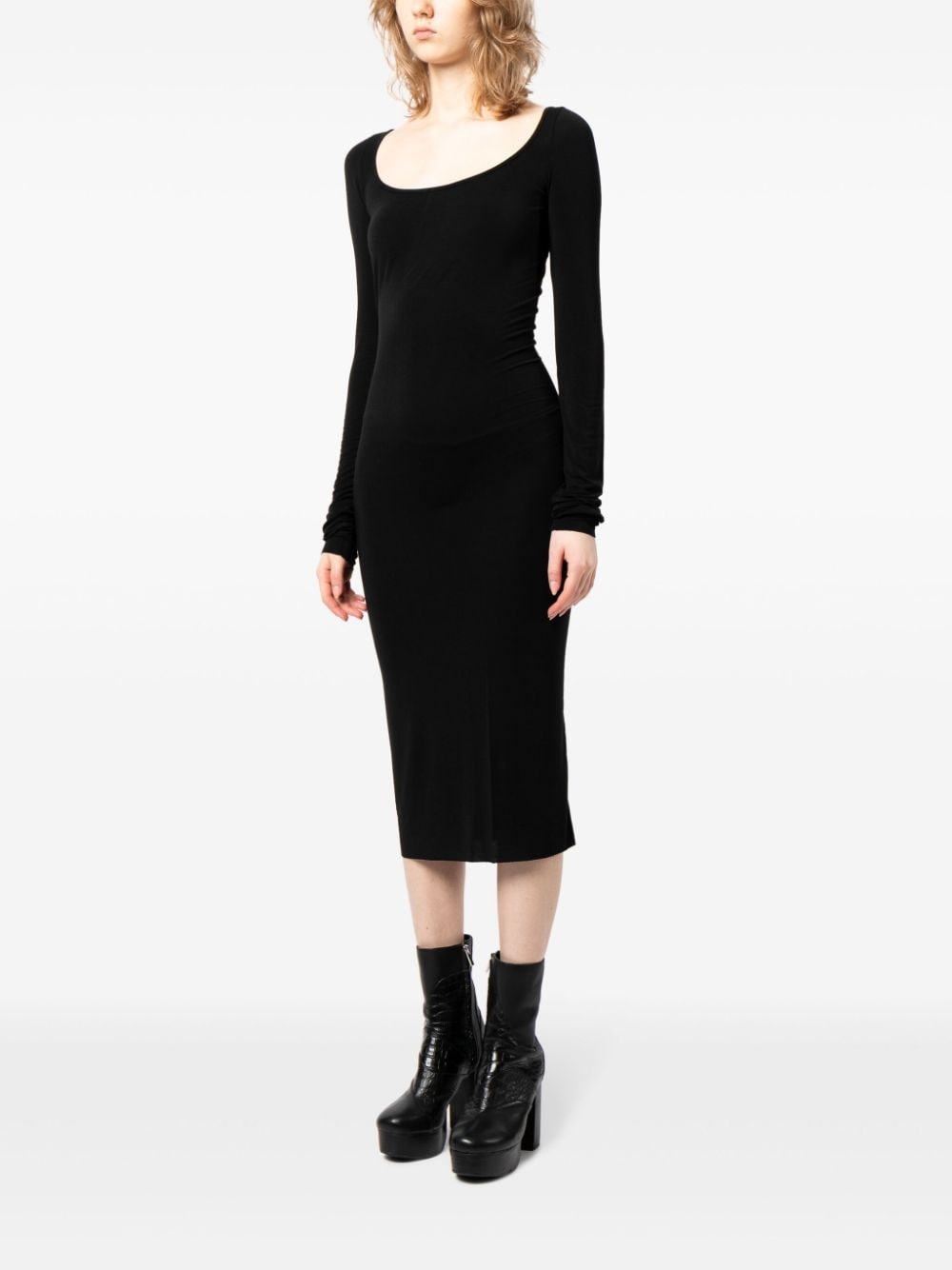 long-sleeve scoop-neck midi dress - 3