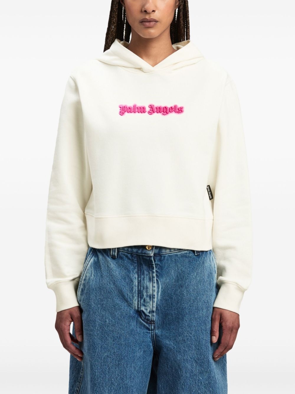 logo-print cotton hoodie - 3