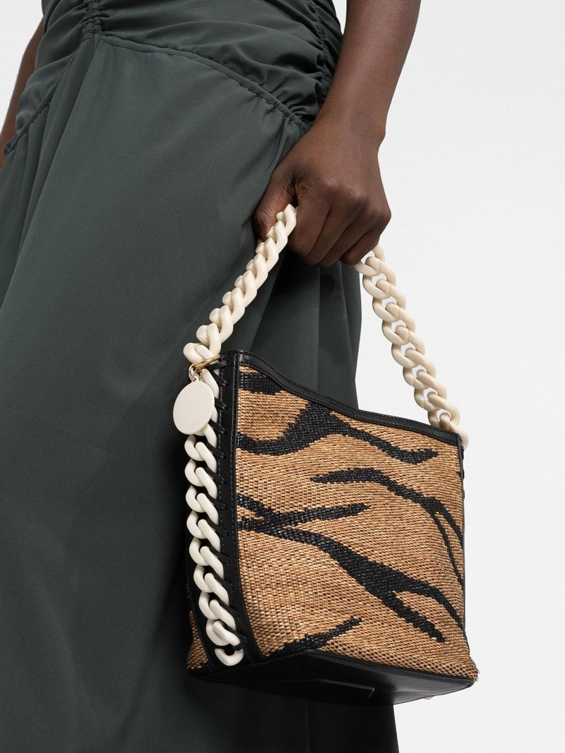 tiger jacquard raffia bucket bag 3