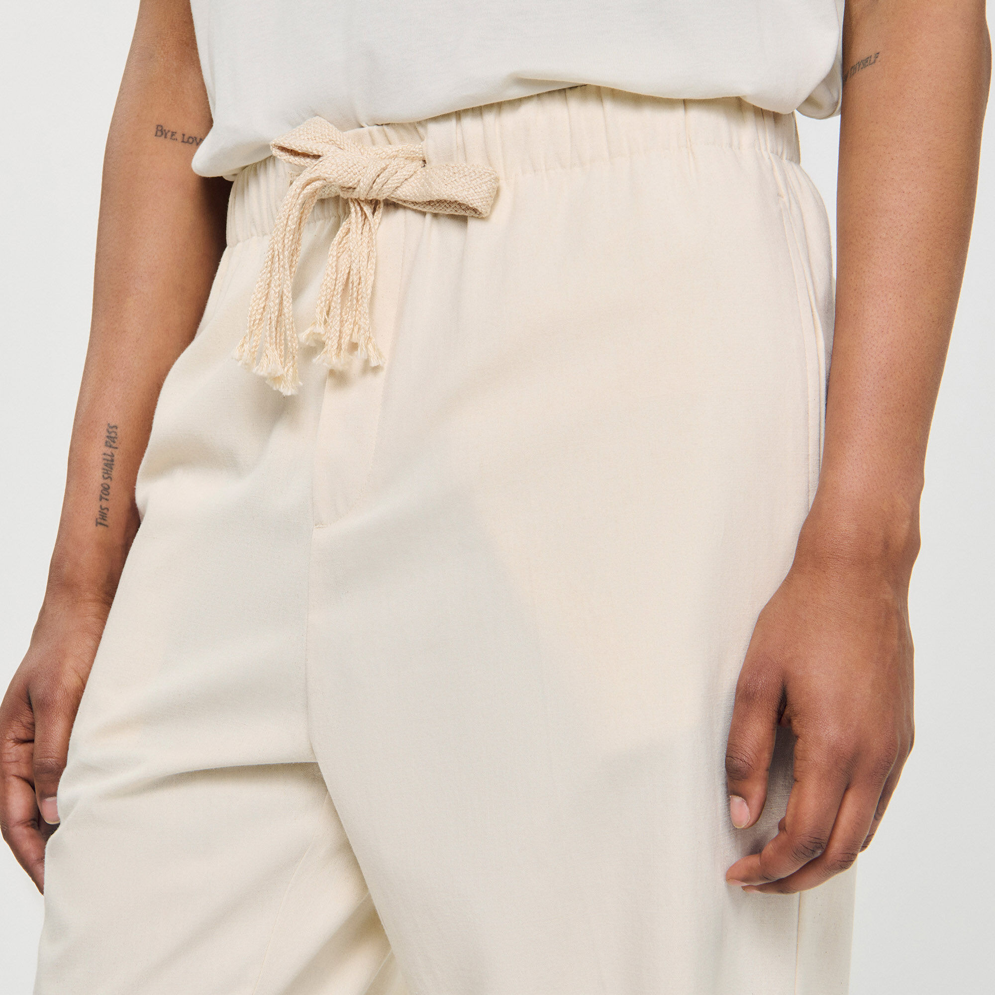 WIDE-LEG ELASTICATED COTTON TROUSERS - 3