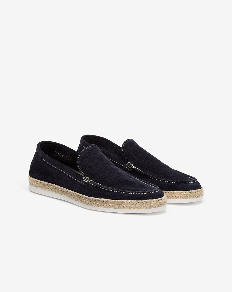 CORNELIANI Navy blue suede loafers outlook
