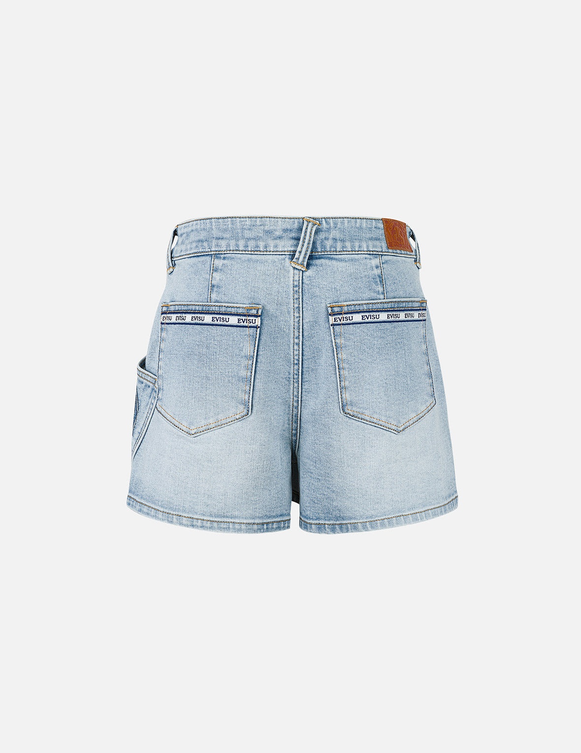Kamon and Logo Embroidery Regular Fit Denim Skorts - 2