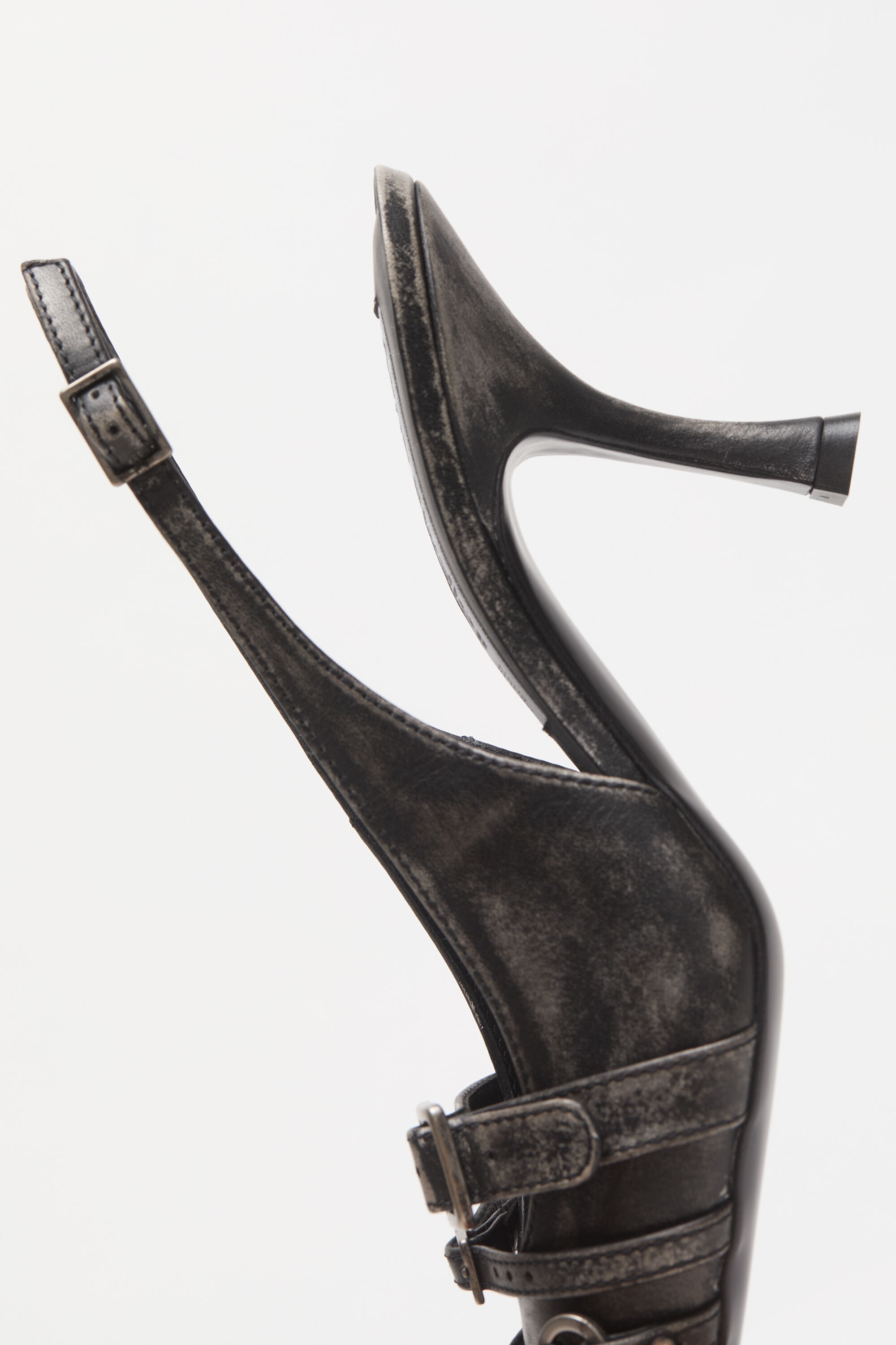 Leather heel slingbacks - Black/white - 4