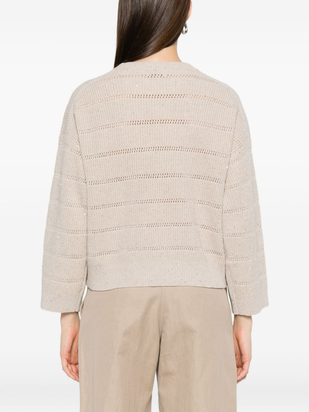 striped open-knit sweater - 4