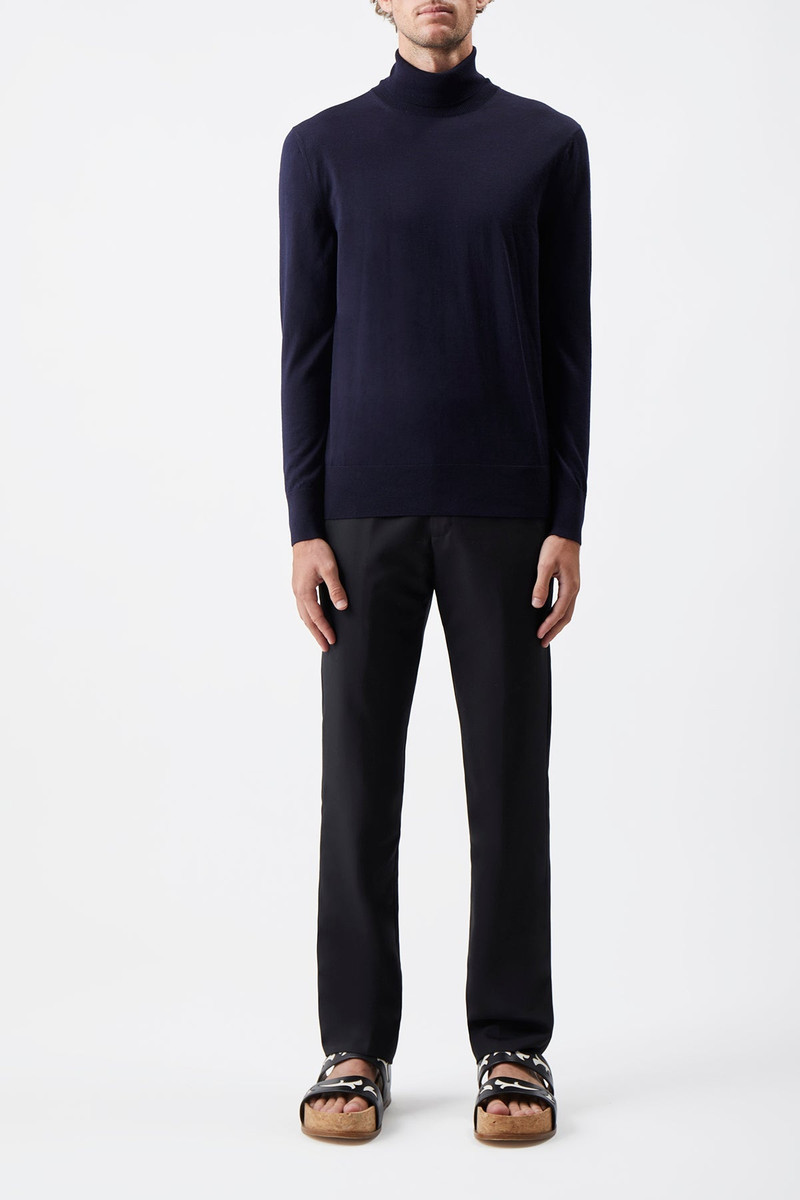 GABRIELA HEARST Jermaine Knit Turtleneck in Dark Navy Merino Wool outlook