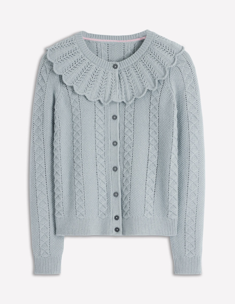 Scallop Collar Cardigan-Seamist Blue Melange 7