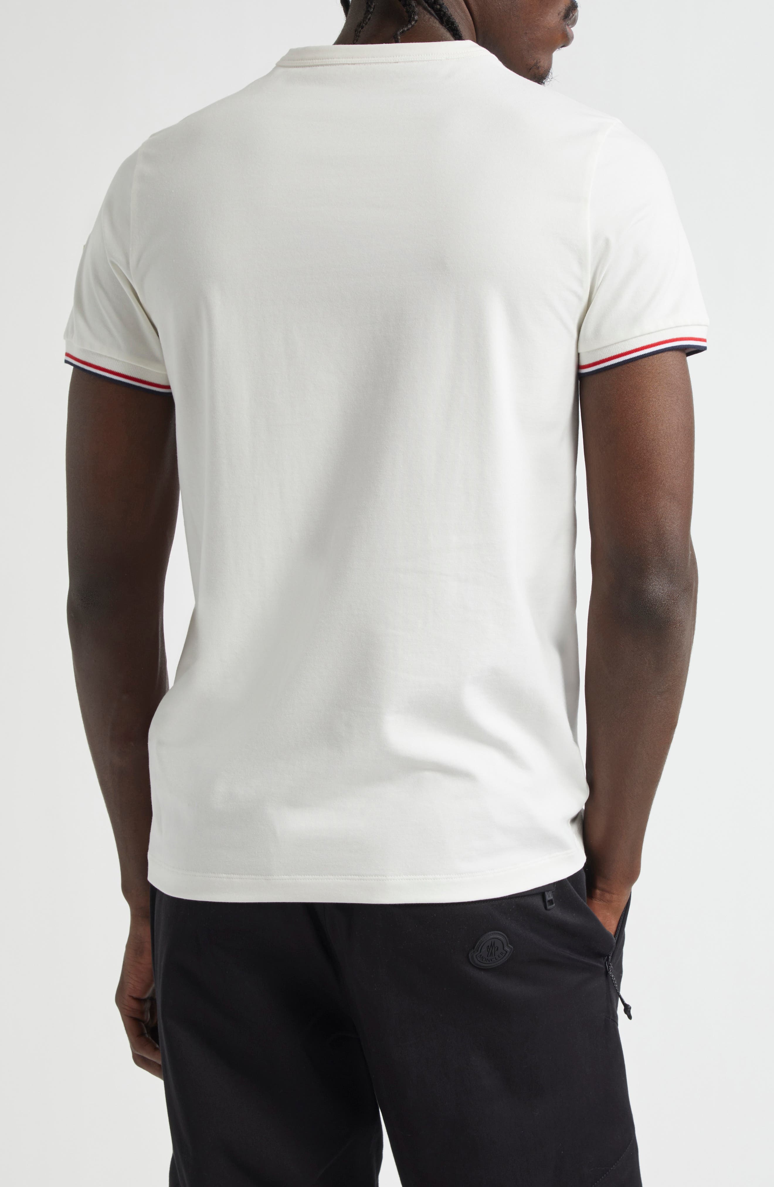 Moncler Tipped Cotton Stretch Jersey T-Shirt in Ivory/Ivory at Nordstrom - 2