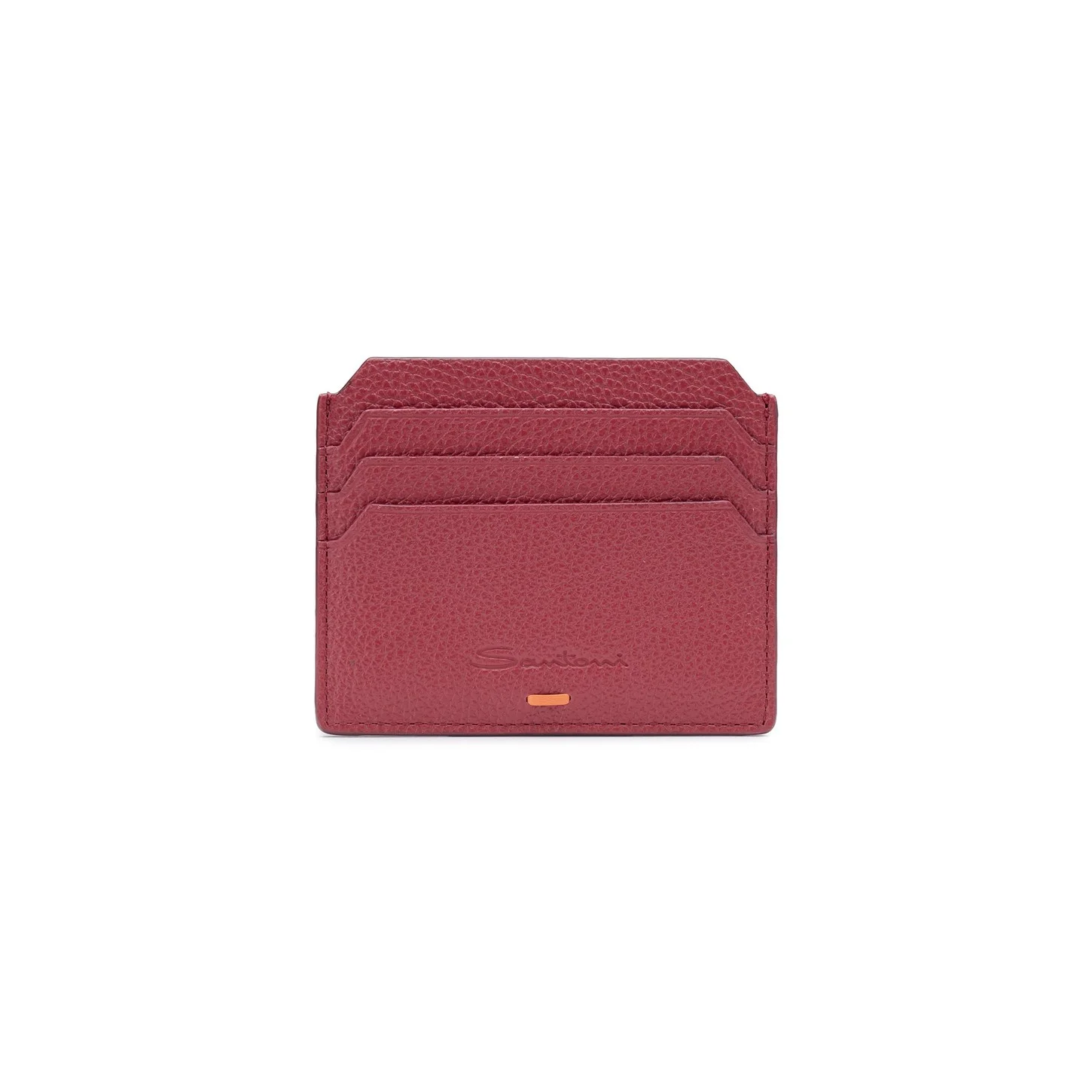 Red tumbled leather credit card holder - 1