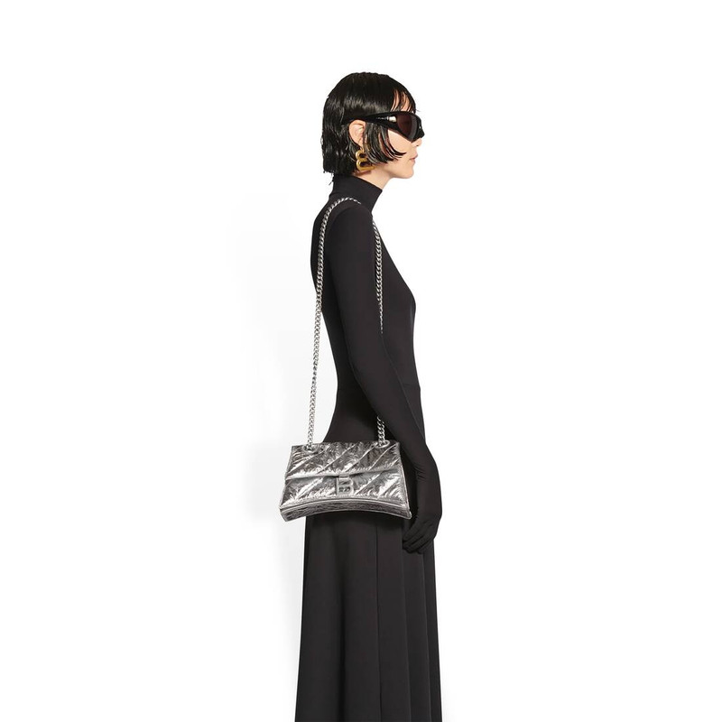 BALENCIAGA crush small chain bag metallized quilted outlook