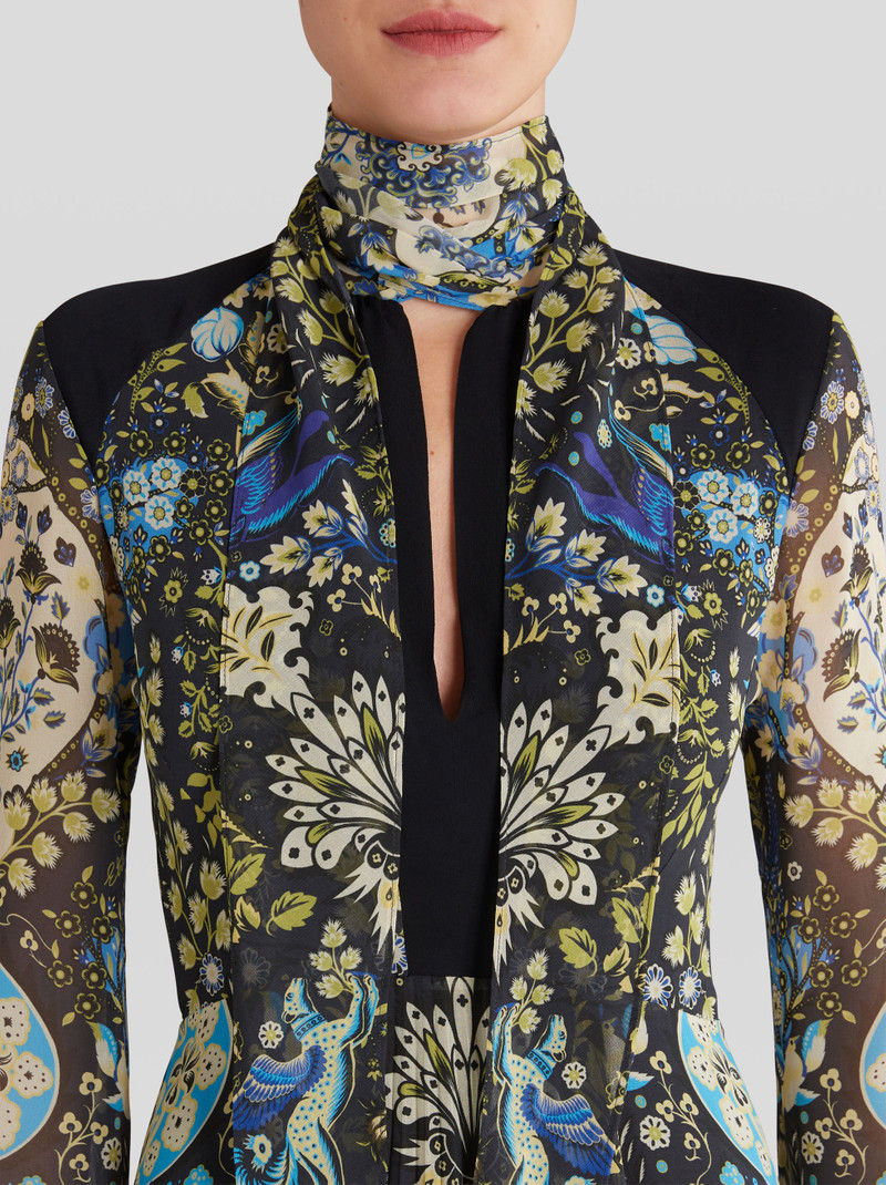 GEORGETTE DRESS WITH PRINTED MYTHOLOGICAL ANIMALS 2
