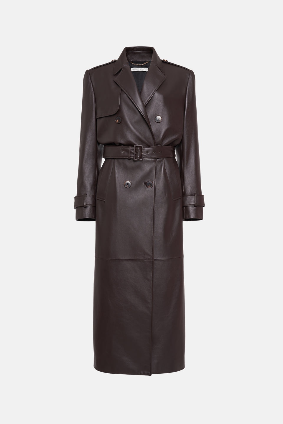 LEATHER DOUBLE BREASTED COAT WITH BELT - 1