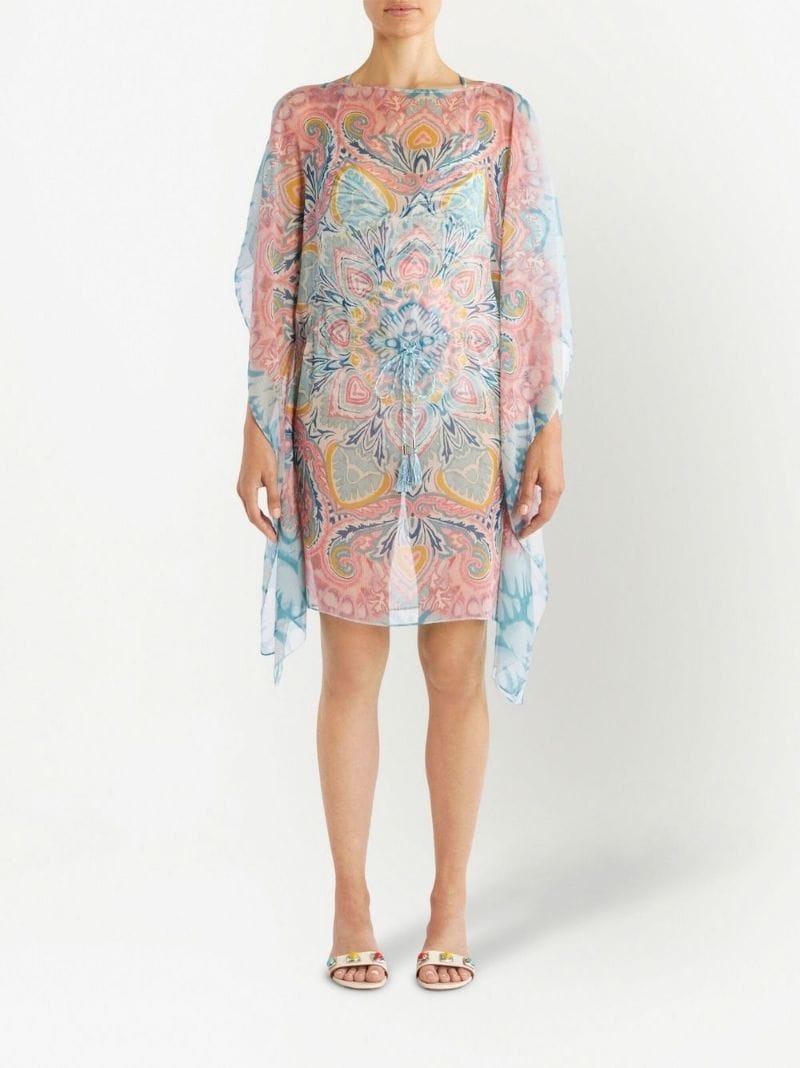 draped graphic-print shift dress - 2