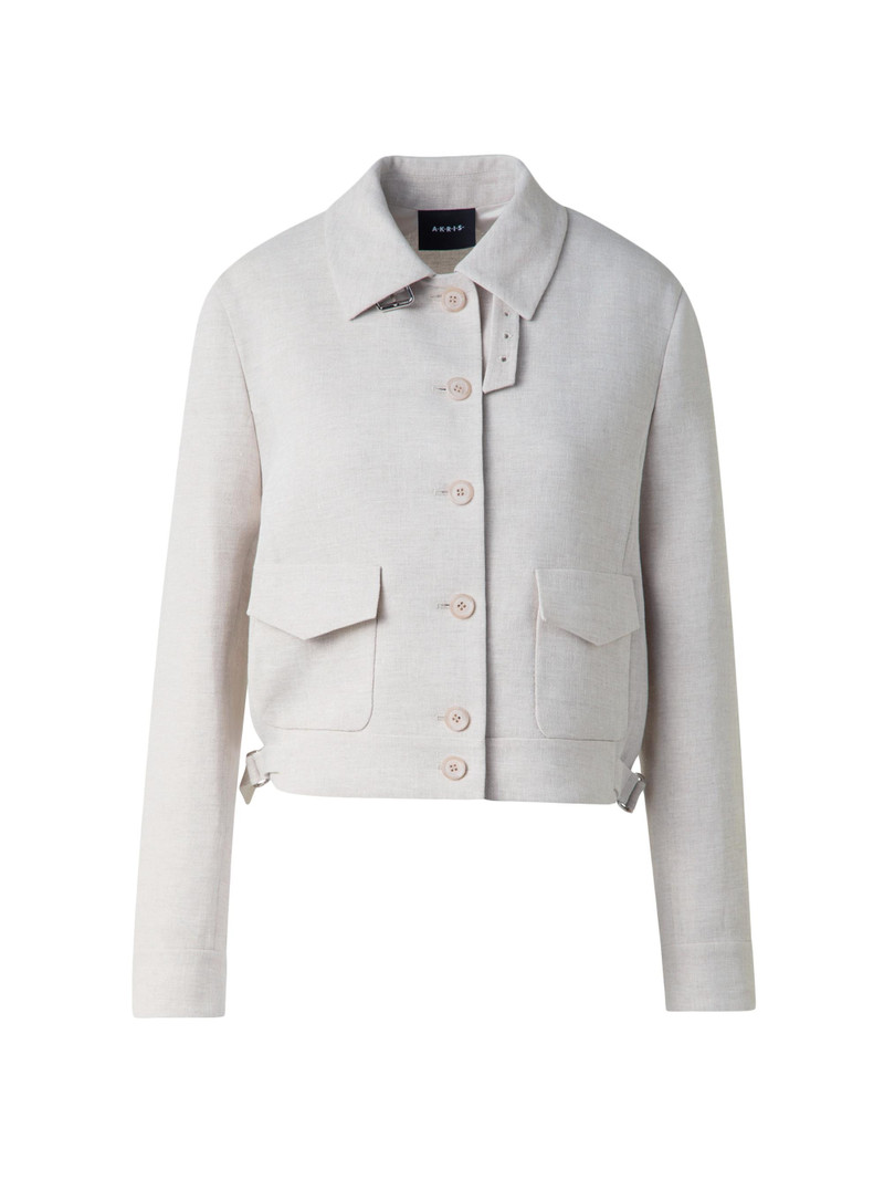 Women's Peer Linen Button-Front Jacket - Greige 1