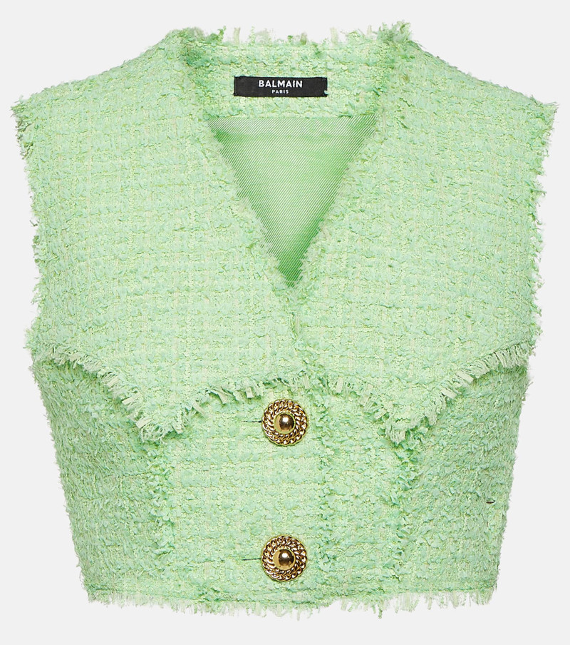 tweed cropped vest - 1