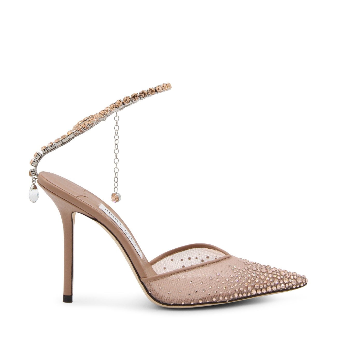 ballet pink and crystal leather saeda pumps - 1