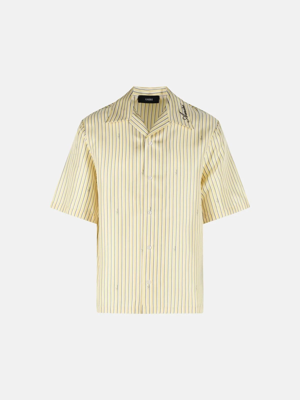 'AMIRI SCRIPT BOWLING' YELLOW SILK SHIRT - 1